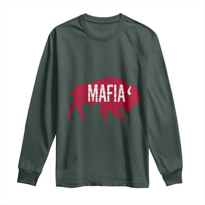 Let's Go Buffalo Long Sleeve Shirt Funny Mafia WNY Pride Red Buffalo TS10 Dark Forest Green Print Your Wear