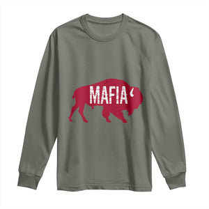 Let's Go Buffalo Long Sleeve Shirt Funny Mafia WNY Pride Red Buffalo TS10 Military Green Print Your Wear