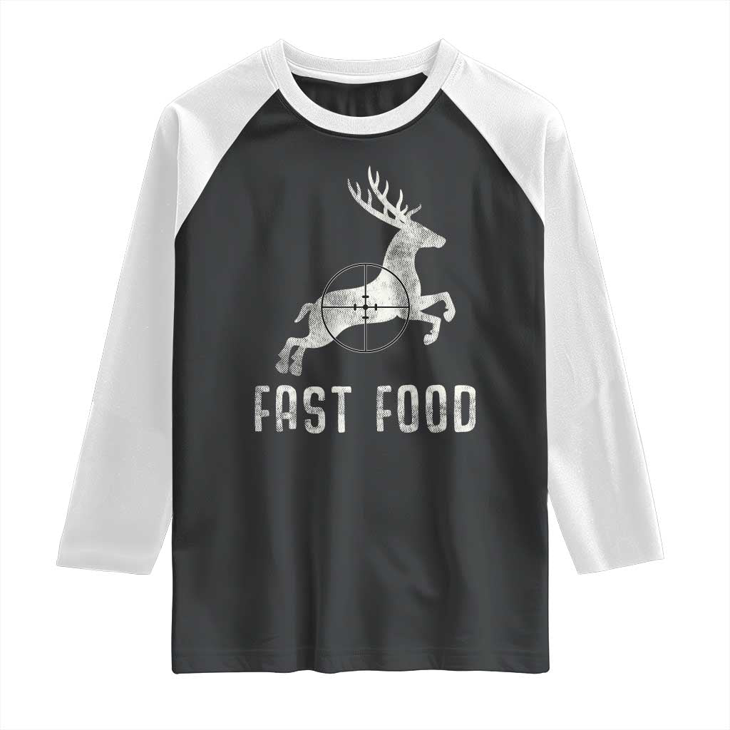 Deer Hunting Season Raglan Shirt Funny Fast Food TS10 Black White Print Your Wear