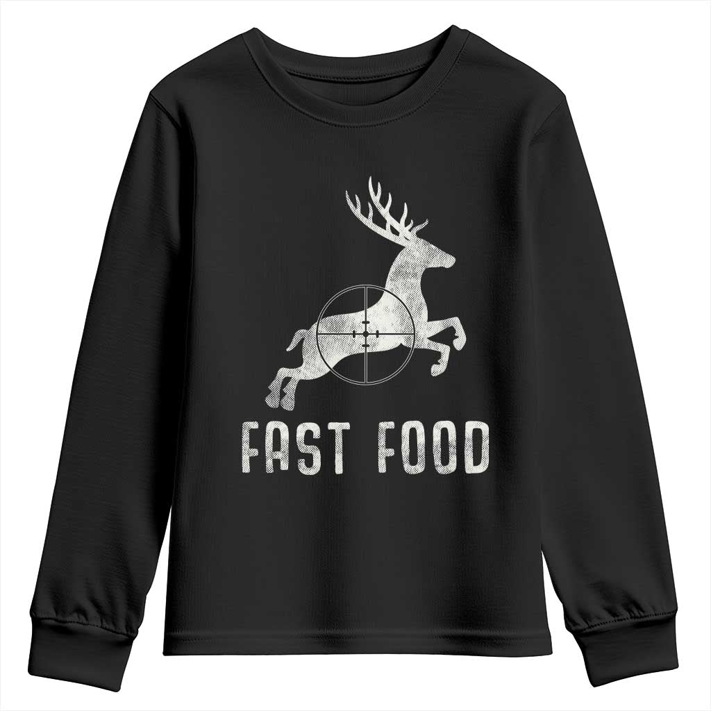 Deer Hunting Season Youth Sweatshirt Funny Fast Food TS10 Black Print Your Wear