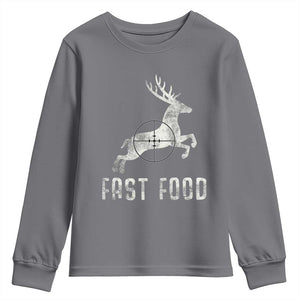 Deer Hunting Season Youth Sweatshirt Funny Fast Food TS10 Charcoal Print Your Wear