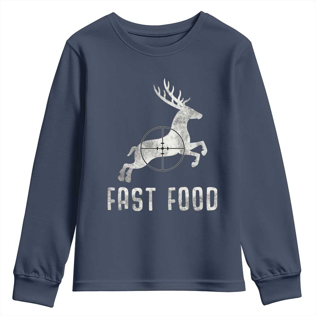 Deer Hunting Season Youth Sweatshirt Funny Fast Food TS10 Navy Print Your Wear