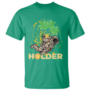 St Patricks Day Bitcoin Astronaut T Shirt Lucky Shamrock Leprechaun BTC Crypto Holder TS10 Irish Green Print Your Wear