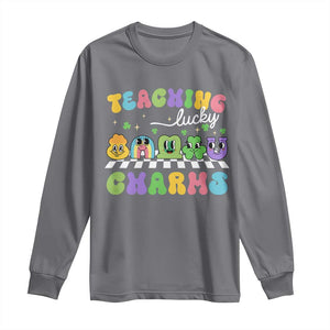 St Patricks Day Lucky Teacher Long Sleeve Shirt Teaching Lucky Charm Teachers TS10 Charcoal Print Your Wear