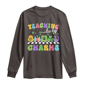 St Patricks Day Lucky Teacher Long Sleeve Shirt Teaching Lucky Charm Teachers TS10 Dark Chocolate Print Your Wear