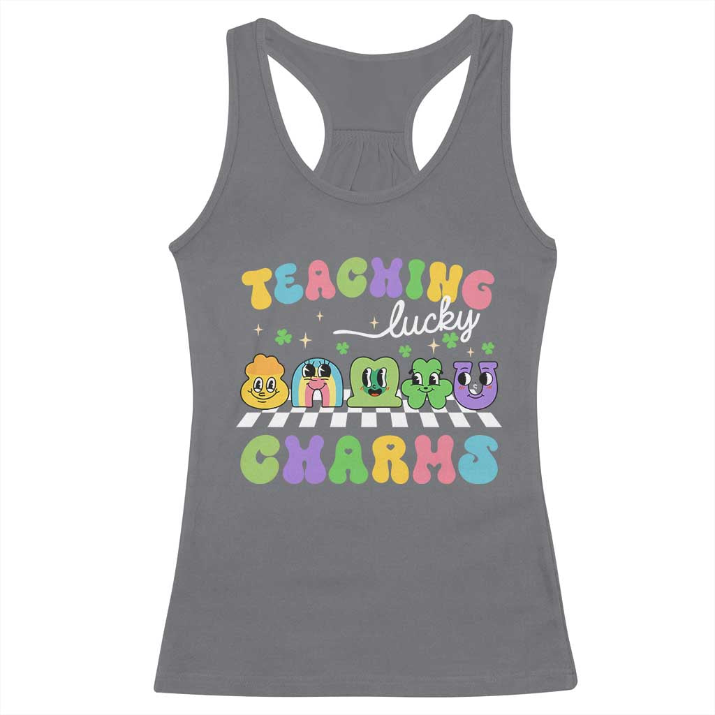 St Patricks Day Lucky Teacher Racerback Tank Top Teaching Lucky Charm Teachers TS10 Charcoal Print Your Wear