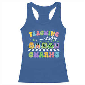 St Patricks Day Lucky Teacher Racerback Tank Top Teaching Lucky Charm Teachers TS10 Royal Blue Print Your Wear