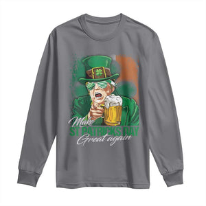 Funny Trump St Patricks Day Long Sleeve Shirt Make St Patricks Day Great Again TS10 Charcoal Print Your Wear