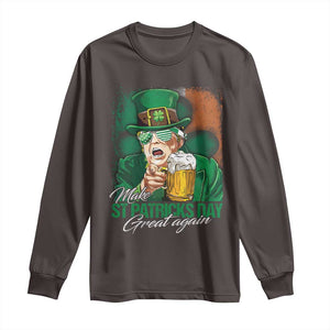 Funny Trump St Patricks Day Long Sleeve Shirt Make St Patricks Day Great Again TS10 Dark Chocolate Print Your Wear