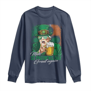 Funny Trump St Patricks Day Long Sleeve Shirt Make St Patricks Day Great Again TS10 Navy Print Your Wear