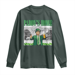 Funny Trump St Patricks Day Long Sleeve Shirt Paddy's Home White House TS10 Dark Forest Green Print Your Wear