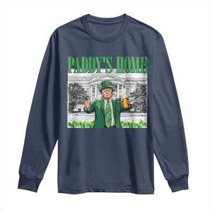 Funny Trump St Patricks Day Long Sleeve Shirt Paddy's Home White House TS10 Navy Print Your Wear