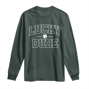 Kids St. Patrick's Day Long Sleeve Shirt Lucky Dude TS10 Dark Forest Green Print Your Wear