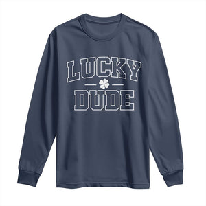 Kids St. Patrick's Day Long Sleeve Shirt Lucky Dude TS10 Navy Print Your Wear