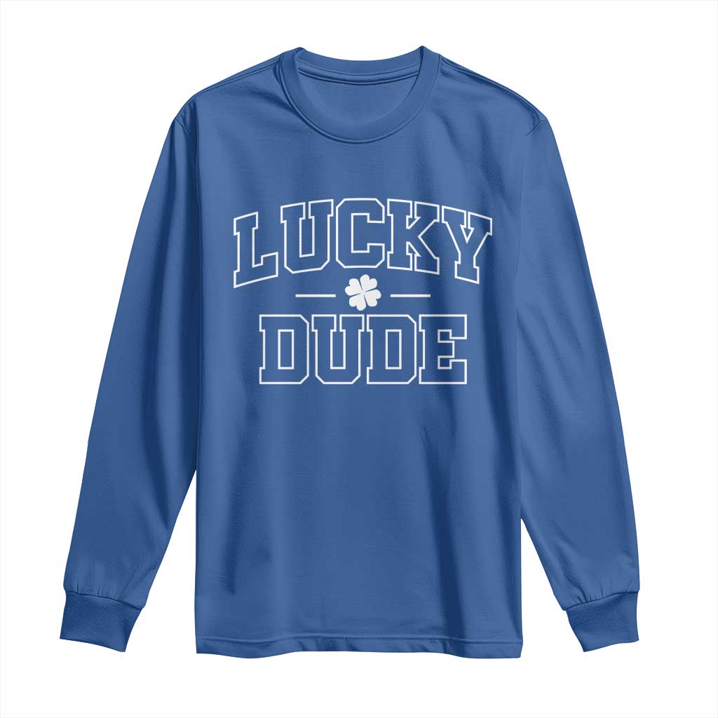 Kids St. Patrick's Day Long Sleeve Shirt Lucky Dude TS10 Royal Blue Print Your Wear