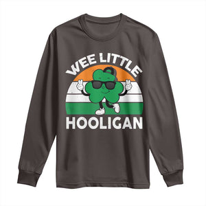 St Patricks Day Wee Little Hooligan Long Sleeve Shirt Funny Men Boy Kids Irish Kids TS10 Dark Chocolate Print Your Wear