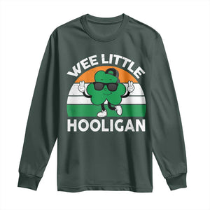 St Patricks Day Wee Little Hooligan Long Sleeve Shirt Funny Men Boy Kids Irish Kids TS10 Dark Forest Green Print Your Wear