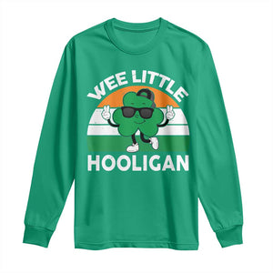 St Patricks Day Wee Little Hooligan Long Sleeve Shirt Funny Men Boy Kids Irish Kids TS10 Irish Green Print Your Wear