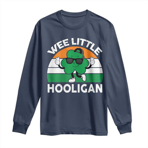 St Patricks Day Wee Little Hooligan Long Sleeve Shirt Funny Men Boy Kids Irish Kids TS10 Navy Print Your Wear