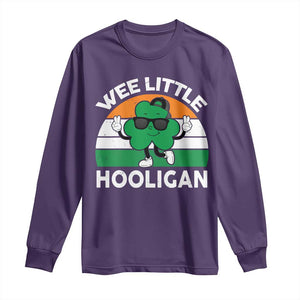 St Patricks Day Wee Little Hooligan Long Sleeve Shirt Funny Men Boy Kids Irish Kids TS10 Purple Print Your Wear