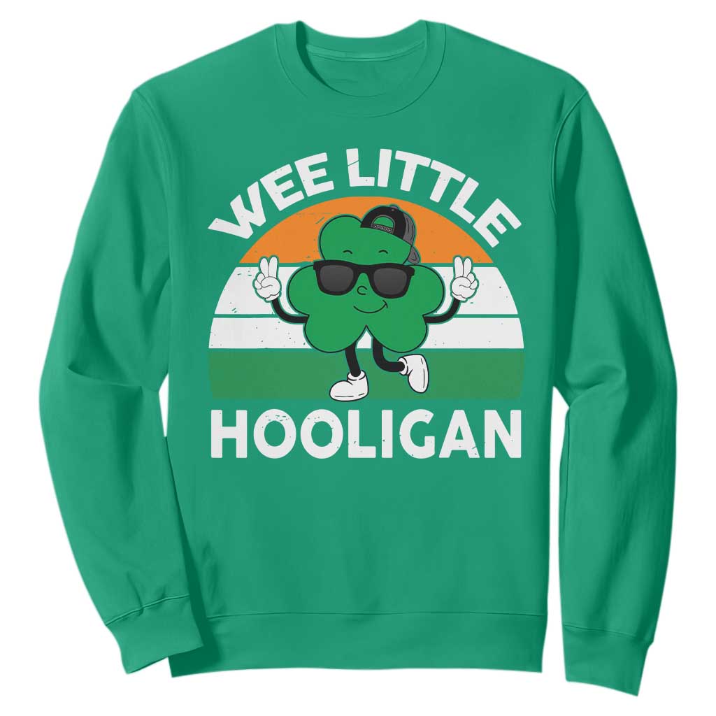 St Patricks Day Wee Little Hooligan Sweatshirt Funny Men Boy Kids Irish Kids TS10 Irish Green Print Your Wear