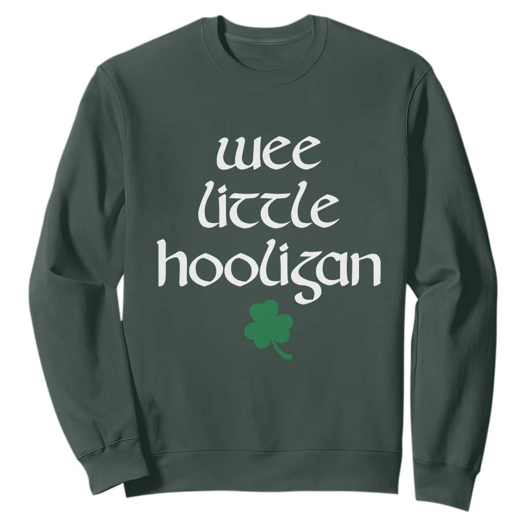 St Patricks Kids Wee Little Hooligan Sweatshirt TS10 Dark Forest Green Print Your Wear