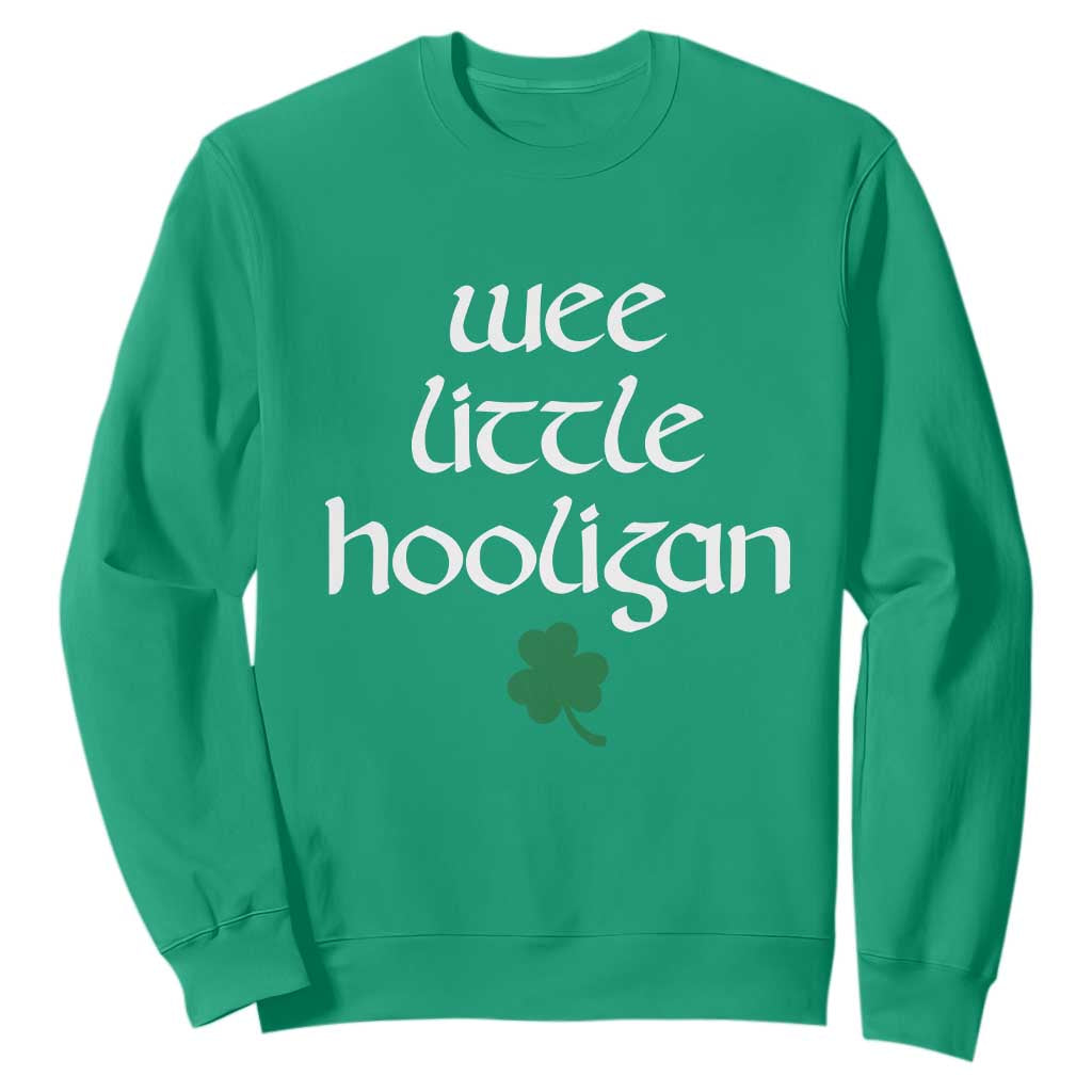 St Patricks Kids Wee Little Hooligan Sweatshirt TS10 Irish Green Print Your Wear