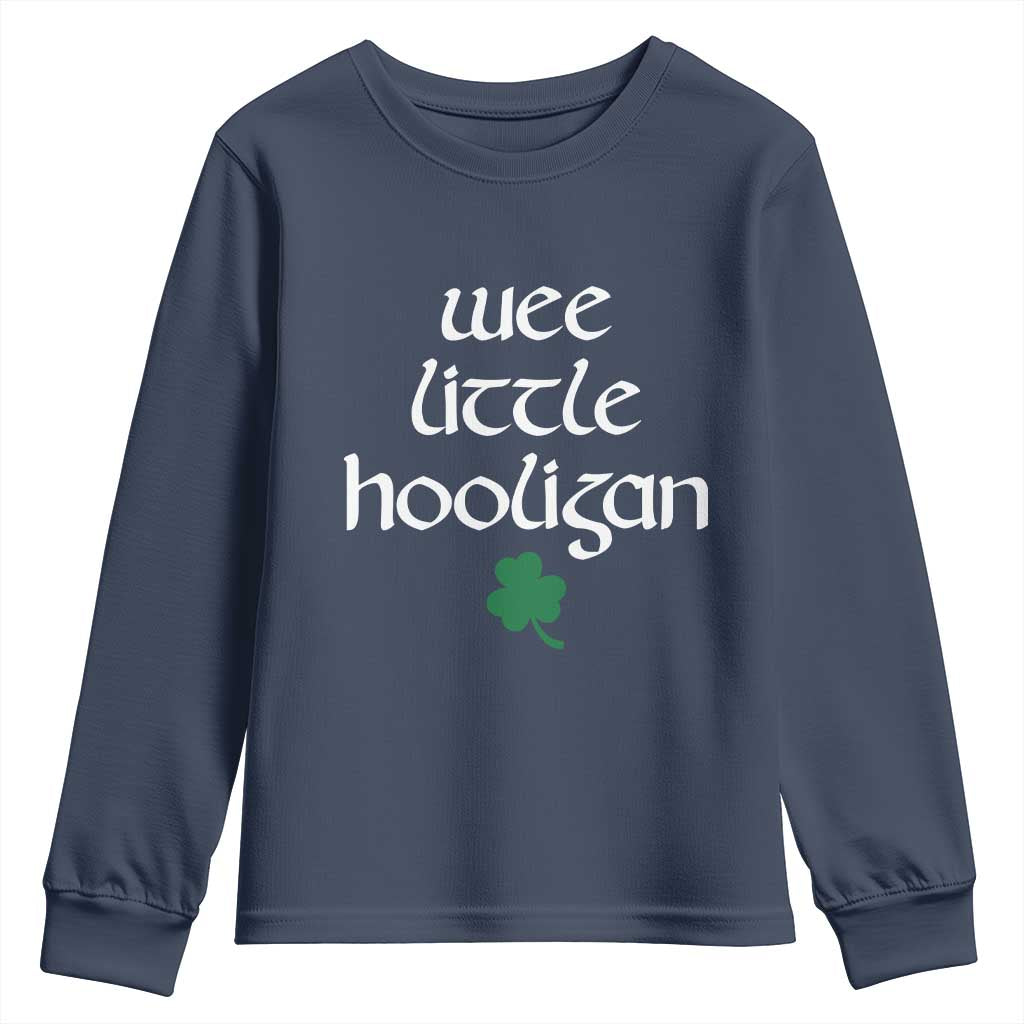 St Patricks Kids Wee Little Hooligan Youth Sweatshirt TS10 Navy Print Your Wear
