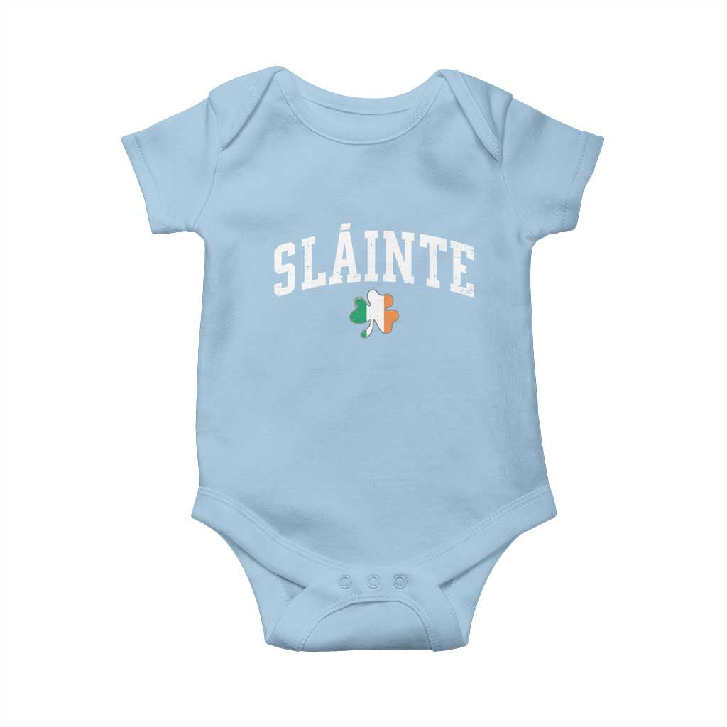 St Patricks Day Baby Onesie Retro Slainte Shamrock Lucky Irish Day Gift TS10 Light Blue Print Your Wear