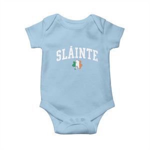 St Patricks Day Baby Onesie Retro Slainte Shamrock Lucky Irish Day Gift TS10 Light Blue Print Your Wear