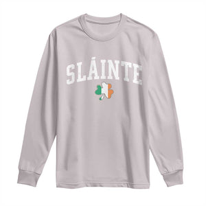 St Patricks Day Long Sleeve Shirt Retro Slainte Shamrock Lucky Irish Day Gift TS10 Ice Gray Print Your Wear