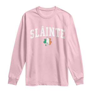 St Patricks Day Long Sleeve Shirt Retro Slainte Shamrock Lucky Irish Day Gift TS10 Light Pink Print Your Wear