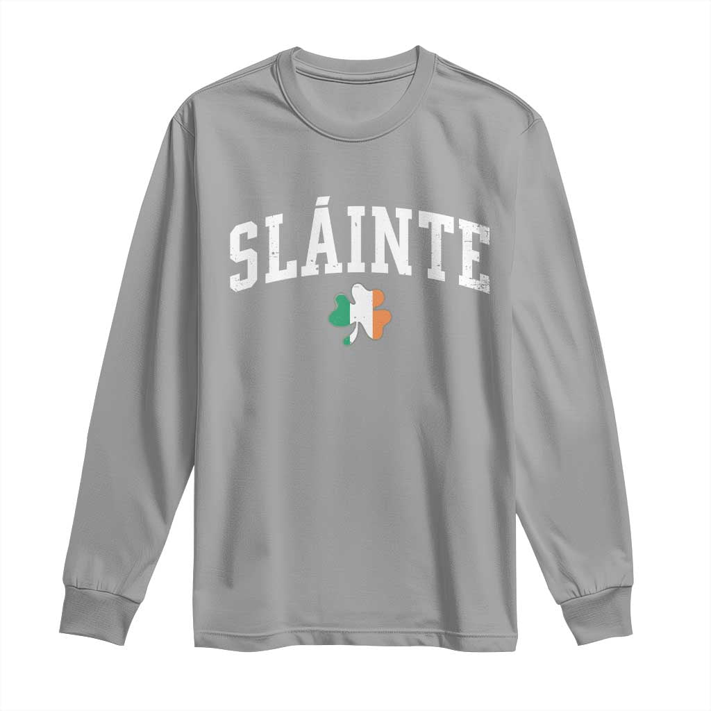 St Patricks Day Long Sleeve Shirt Retro Slainte Shamrock Lucky Irish Day Gift TS10 Sport Gray Print Your Wear