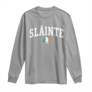 St Patricks Day Long Sleeve Shirt Retro Slainte Shamrock Lucky Irish Day Gift TS10 Sport Gray Print Your Wear