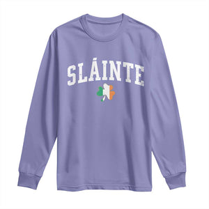 St Patricks Day Long Sleeve Shirt Retro Slainte Shamrock Lucky Irish Day Gift TS10 Violet Print Your Wear