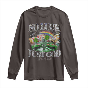 Vintage Christian Long Sleeve Shirt Retro No Luck Just God Funny St Patricks Day TS10 Dark Chocolate Print Your Wear