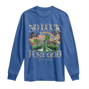 Vintage Christian Long Sleeve Shirt Retro No Luck Just God Funny St Patricks Day TS10 Royal Blue Print Your Wear