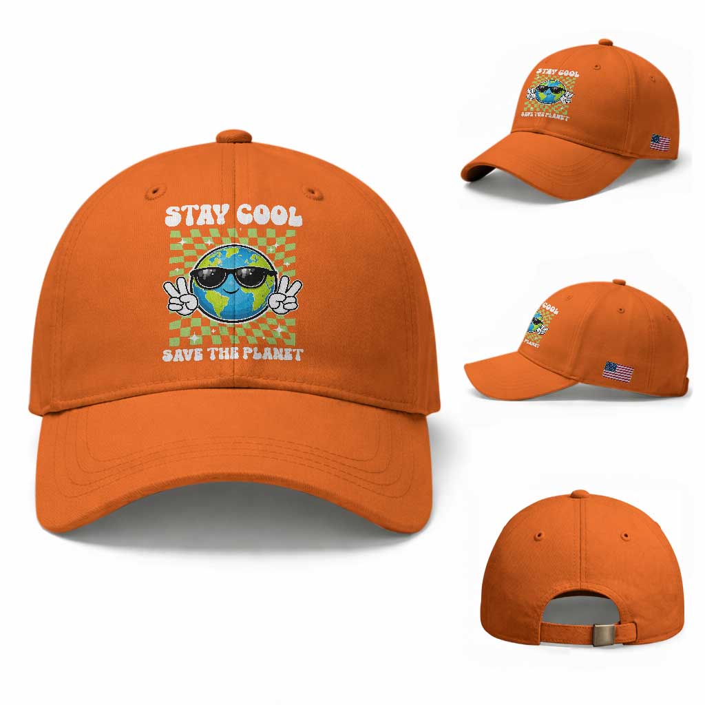Groovy Earth Day Save The Planet Baseball Cap TS10 Baseball Cap Universal Fit Orange Print Your Wear