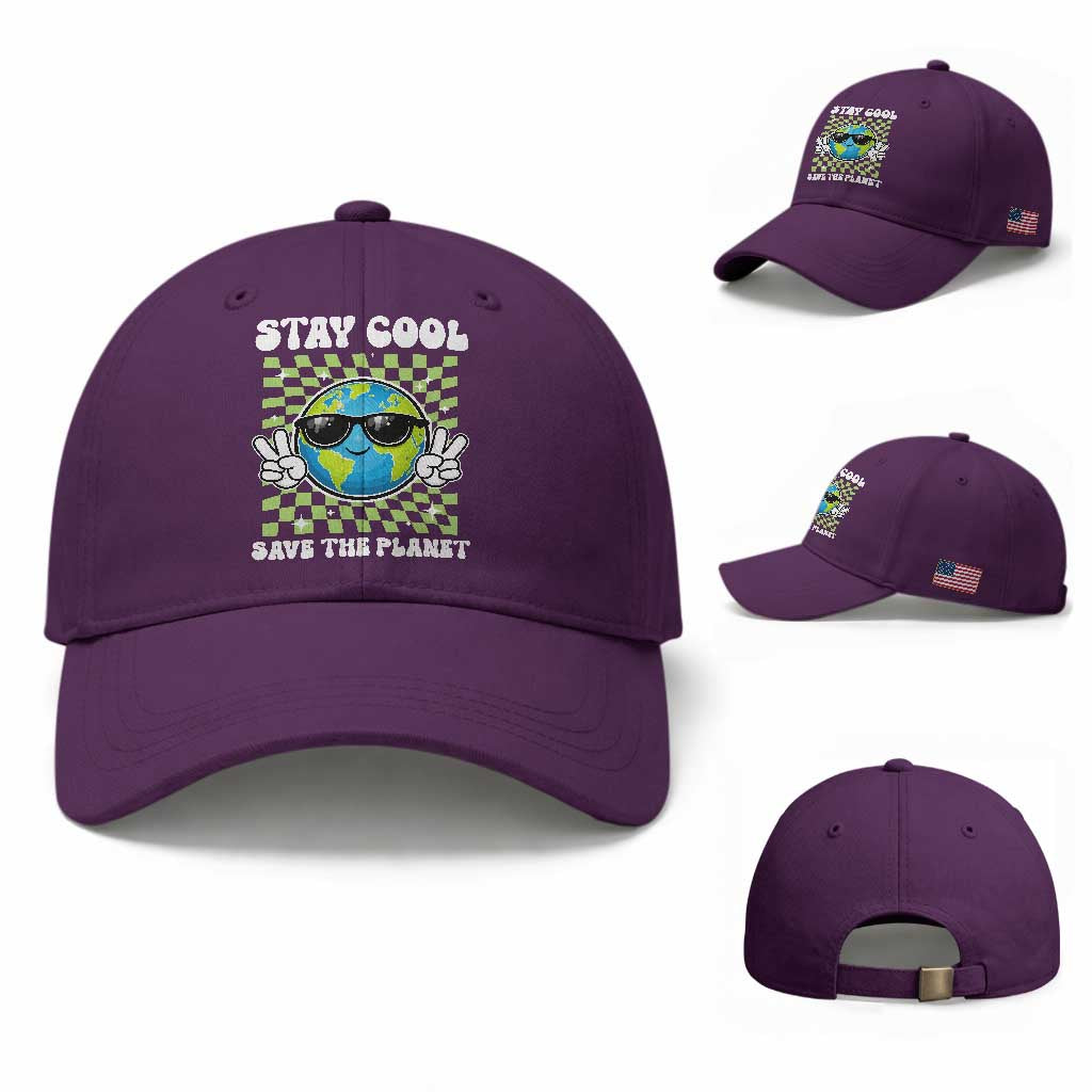 Groovy Earth Day Save The Planet Baseball Cap TS10 Baseball Cap Universal Fit Purple Print Your Wear