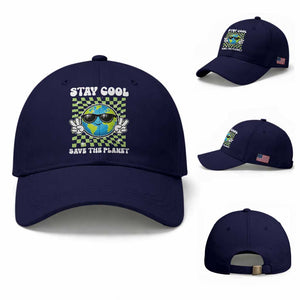 Groovy Earth Day Save The Planet Baseball Cap TS10 Baseball Cap Universal Fit Dark Blue Print Your Wear