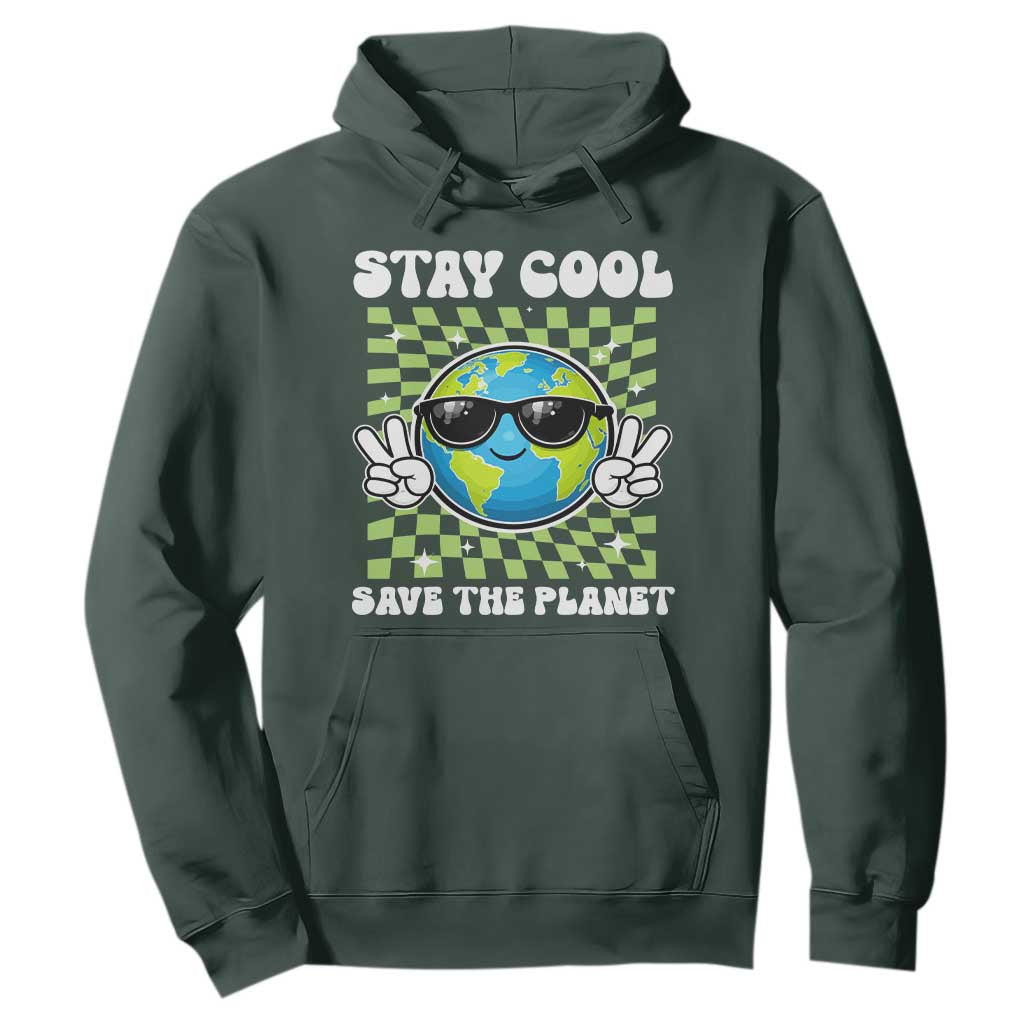 Groovy Earth Day Save The Planet Hoodie TS10 Dark Forest Green Print Your Wear