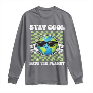 Groovy Earth Day Save The Planet Long Sleeve Shirt TS10 Charcoal Print Your Wear