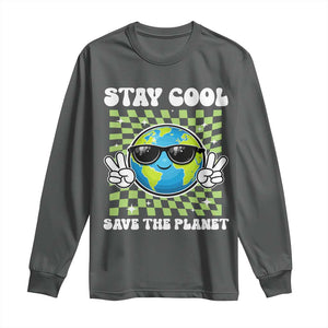 Groovy Earth Day Save The Planet Long Sleeve Shirt TS10 Dark Heather Print Your Wear