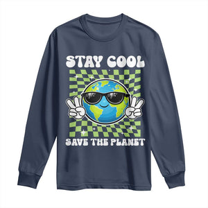 Groovy Earth Day Save The Planet Long Sleeve Shirt TS10 Navy Print Your Wear