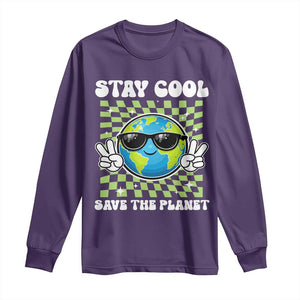 Groovy Earth Day Save The Planet Long Sleeve Shirt TS10 Purple Print Your Wear