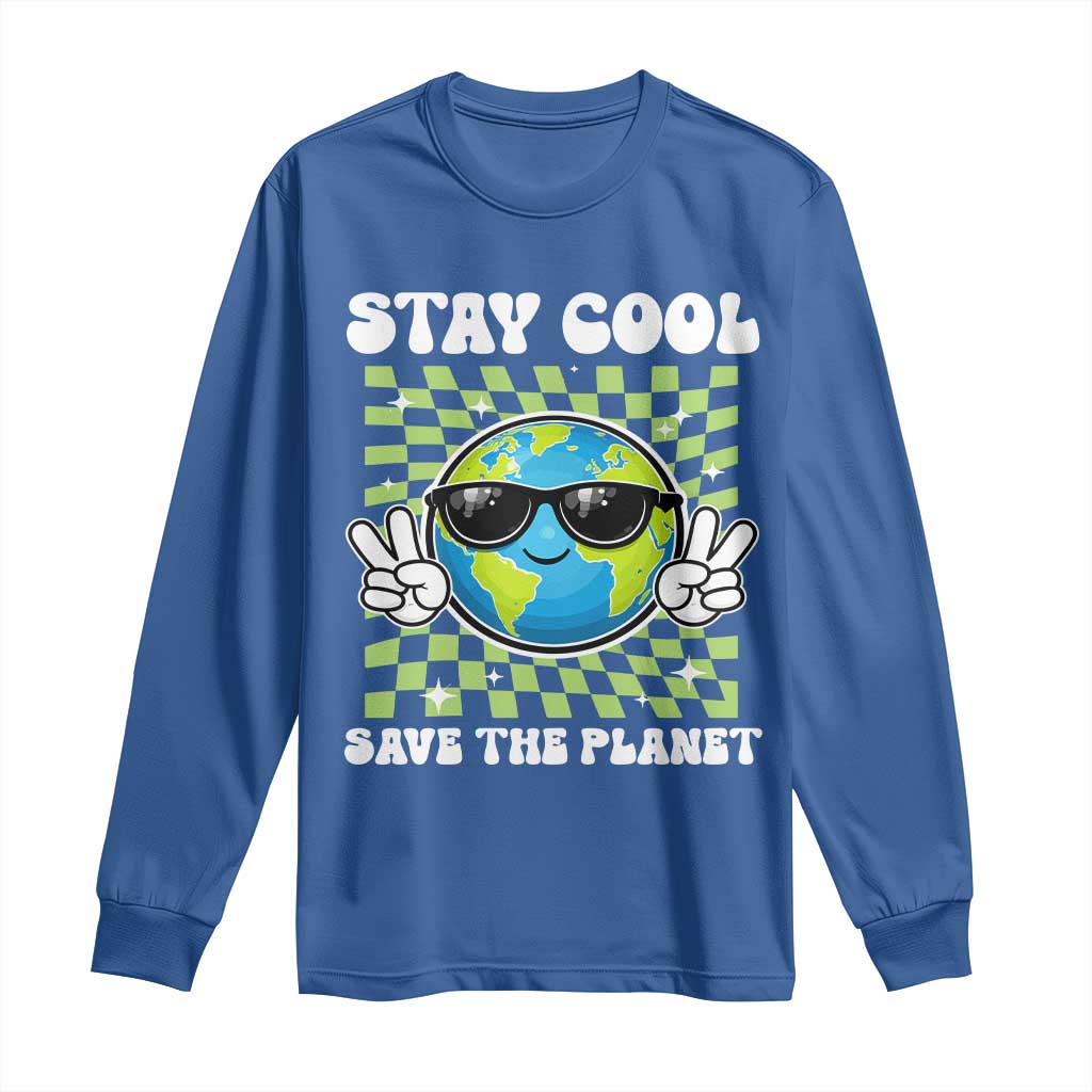 Groovy Earth Day Save The Planet Long Sleeve Shirt TS10 Royal Blue Print Your Wear