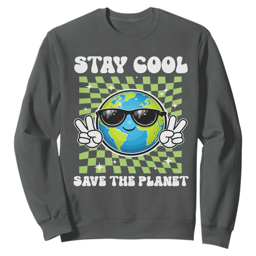 Groovy Earth Day Save The Planet Sweatshirt TS10 Dark Heather Print Your Wear