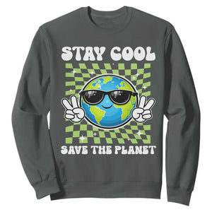 Groovy Earth Day Save The Planet Sweatshirt TS10 Dark Heather Print Your Wear