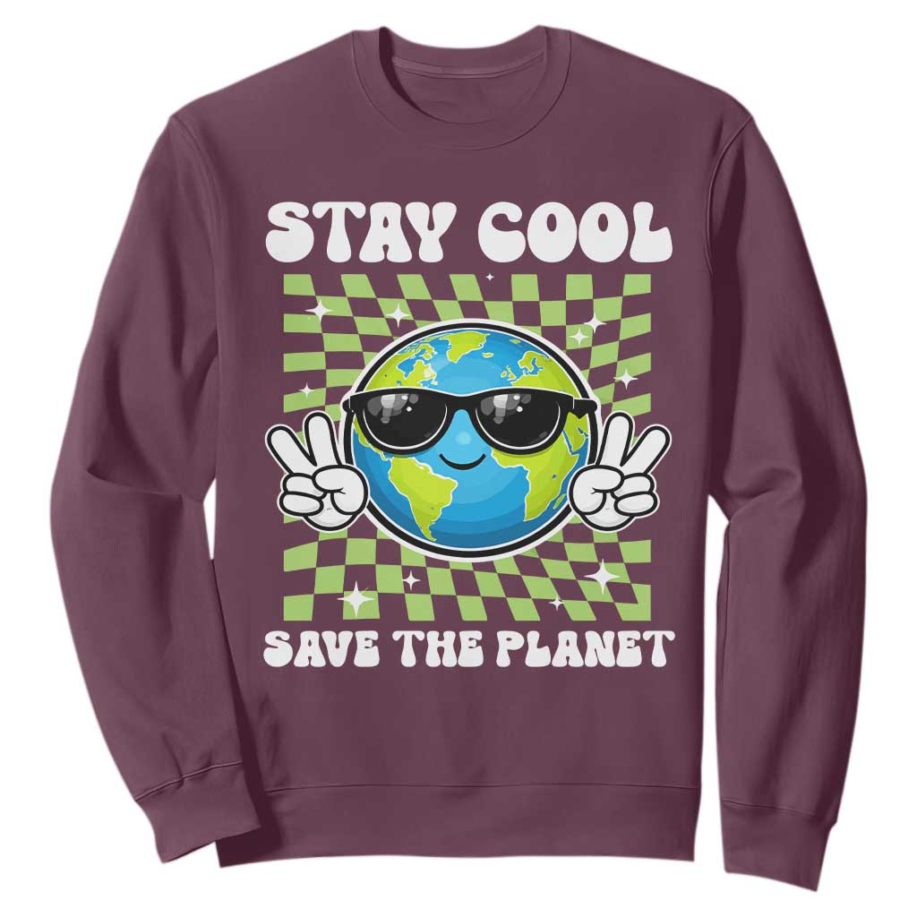 Groovy Earth Day Save The Planet Sweatshirt TS10 Maroon Print Your Wear