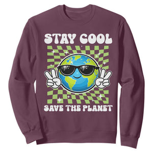 Groovy Earth Day Save The Planet Sweatshirt TS10 Maroon Print Your Wear